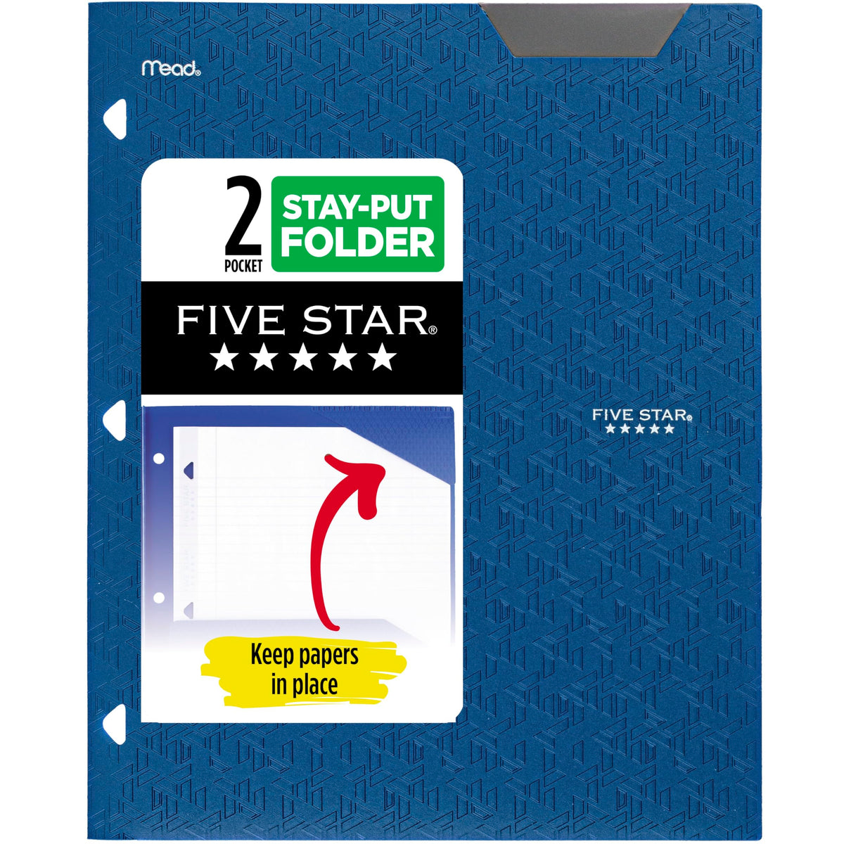 Five Star 2-Pocket Folder, Plastic Folder with Stay-Put Tabs, Fits 3-Ring Binder, Holds 8-1/2" x 11" Paper, White (333420I-ECM)