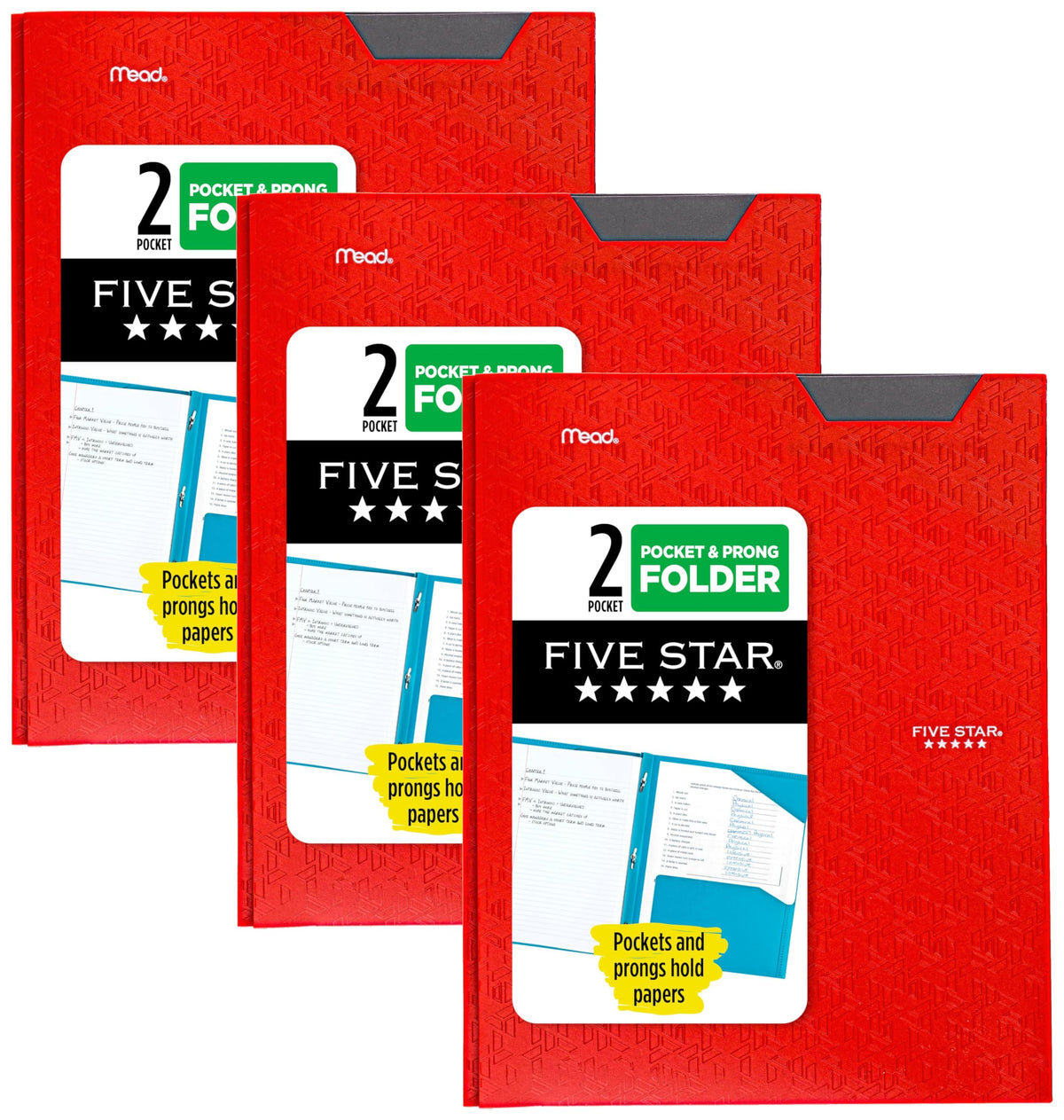 Five Star 2-Pocket Folder, Plastic Folder with Stay-Put Tabs and Prong Fasteners, Holds 8-1/2" x 11" Paper, Forest Green (72111)