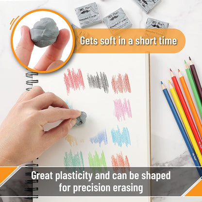 Mr. Pen- Kneaded Erasers, 1.44" x 1.36", 6 Pack, Gray